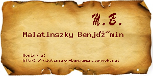 Malatinszky Benjámin névjegykártya