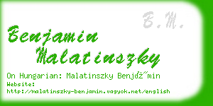 benjamin malatinszky business card